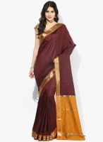 Urban Vastra Wine Embroidered Crepe Saree