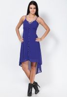 Vero Moda Blue Colored Solid Asymmetric Dress