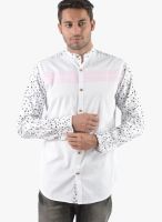 Vintage White Printed Slim Fit Casual Shirt