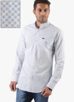 Vintage White Printed Slim Fit Casual Shirt