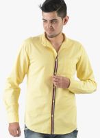 Vintage Yellow Linen Slim Fit Casual Shirt