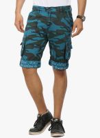 WYM Printed Aqua Blue Shorts