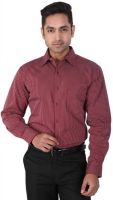 Warewell Men's Striped Formal Red Shirt