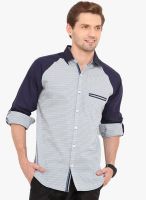 Western Vivid Blue Printed Slim Fit Casual Shirt