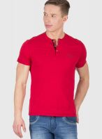 Wilkins & Tuscany Red Solid Henley T-Shirts