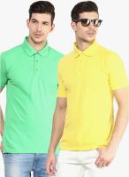 Yellow Submarine Pack Of 2 Solid Yellow And Green Polo T-Shirt