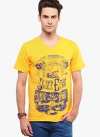 Yepme Yellow Printed Round Neck T-Shirts