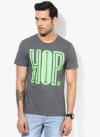3 Degre Dark Grey Round Neck T-Shirt