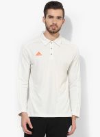 Adidas Ls Shir White Cricket Polo T-Shirt