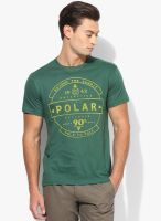 Afylish Green Printed Round Neck T-Shirt