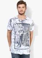 Afylish Grey Printed Round Neck T-Shirt