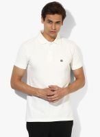 Afylish Off White Solid Polo T-Shirt