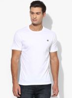 Afylish White Solid Round Neck T-Shirt