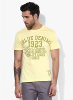 Afylish Yellow Printed Round Neck T-Shirt