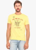Americania Yellow Printed Round Neck T-Shirt