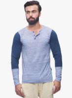 Avoir Envie Blue Solid Henley T-Shirt