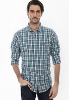 Basics Checks Green Casual Shirt