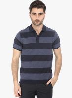 Basics Navy Blue Striped Polo T-Shirt