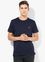 Bay Island Navy Blue Round Neck T-Shirt