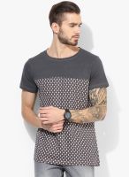 Blue Saint Dark Grey Printed Round Neck T-Shirt