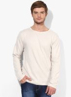 Blue Saint Off White Solid Round Neck T-Shirt