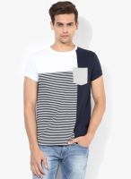 Bossini Navy Blue Striped Round Neck T-Shirt