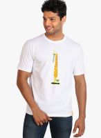 Campus Sutra White Printed Round Neck T-Shirts