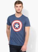 Captain America Blue Printed Round Neck T-Shirt