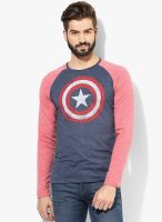 Captain America Red Printed Round Neck T-Shirt