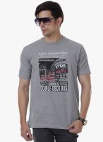 Cotton County Premium Dark Grey Printed Round Neck T-Shirts