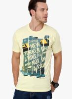 Crimsoune Club Yellow Printed Round Neck T-Shirts