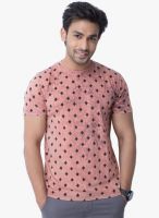 Cult Fiction Pink Printed Round Neck T-Shirts