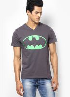 DC Comics Grey Printed V Neck T-Shirts