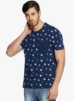 Difference of Opinion Blue Printed Round Neck T-Shirt