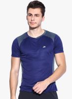 Difference of Opinion Navy Blue Solid Round Neck T-Shirt