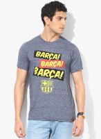 FC Barcelona Navy Blue Printed Round Neck T-Shirt