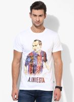 FC Barcelona White Round Neck T-Shirt