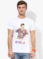 FC Barcelona White Round Neck T-Shirt