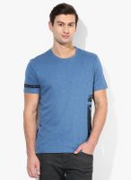 Forca By Lifestyle Blue Printed Round Neck T-Shirt