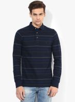 French Connection Navy Blue Striped Polo T-Shirt