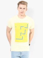French Connection Yellow Printed Round Neck T-Shirt