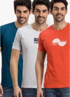 Fritzberg Multicoloured Printed Round Neck T-Shirts