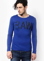 G-Star RAW Blue Printed Round Neck T-Shirts