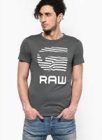 G-Star RAW Grey Printed Round Neck T-Shirts