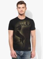 Game Of Thrones Black Printed Round Neck T-Shirt