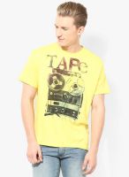 Gas Yellow Graphic Round Neck T-Shirts