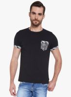 Globus Black Solid Round Neck T-Shirt