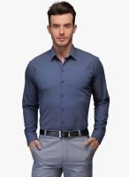 HANCOCK Navy Blue Solid Slim Fit Formal Shirt