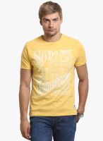 HW Yellow Printed Round Neck T-Shirt