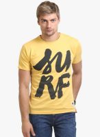 HW Yellow Printed Round Neck T-Shirt